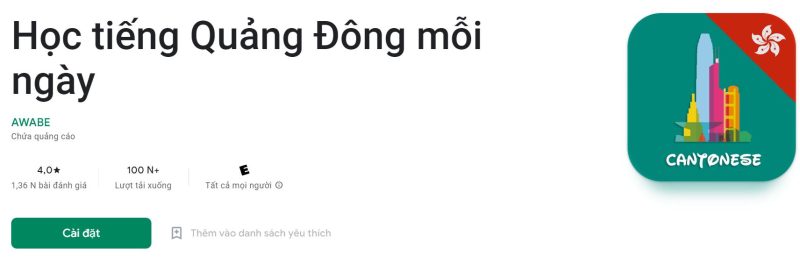 App Học tiếng Quảng Đông mỗi ngày