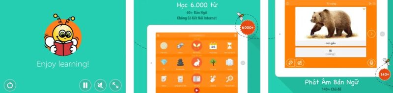 Giao diện của app 6000 từ - Học từ vựng tiếng Trung offline