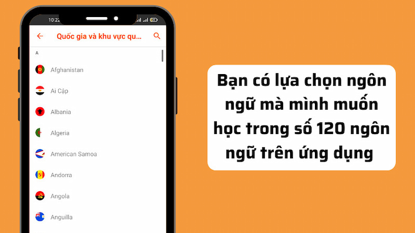 Ứng dụng HiNative có 120 ngôn ngữ để người dùng sử dụng 